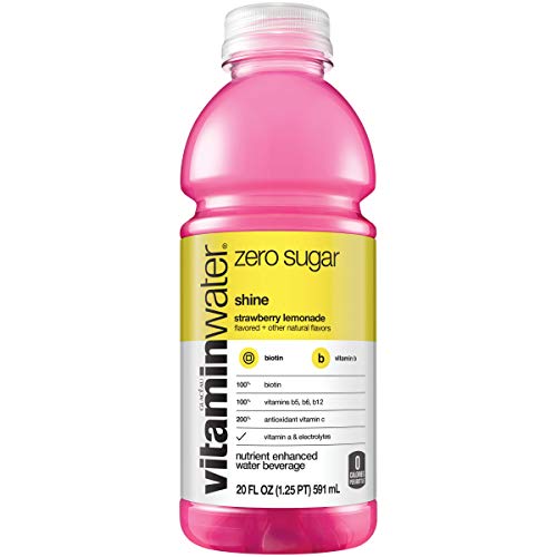 vitaminwater zero shine, electrolyte enhanced water w vitamins, strawberry lemonade drink, 20 fl oz