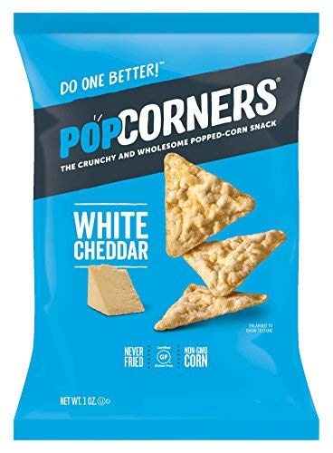 Popcorners Natural Popped Corn Chips 1.1-Ounce Package, White Cheddar Flavor (Pack of 8)