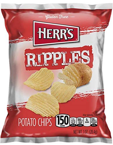 Herr's Ripple Potato Chips, 1 Ounce (Pack of 42 bags) Salted Ripple Style 1 Count (Pack of 42)