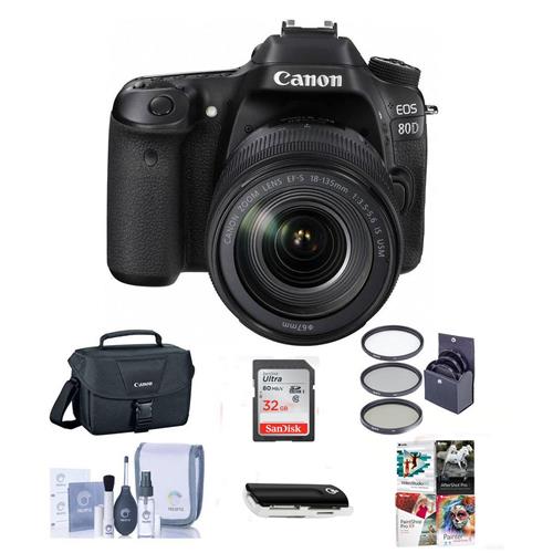 Canon Eos 80D DSLR with 18-135mm USM Lens and Free Accessories #1263C006 A