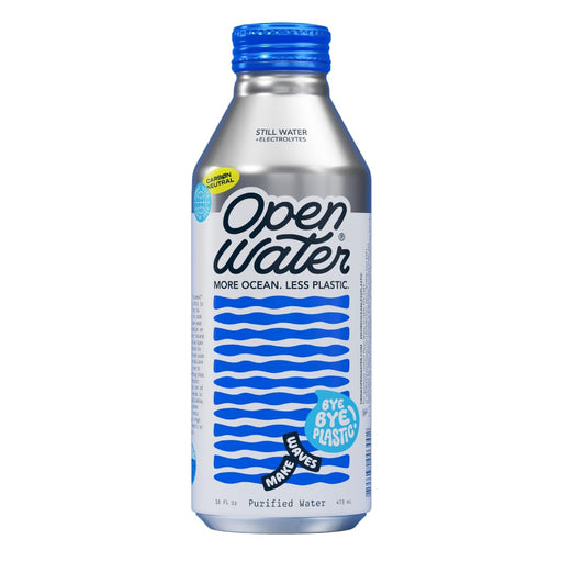 Open Water Still Bottled Water with Electrolytes in 16-oz Aluminum Bottles (1 Cases, 12 bottles - Still) | BPA-free and Eco friendly