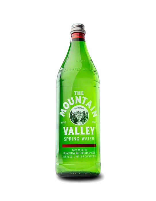 The Mountain Valley 1 Liter Spring Water in Glass bottle 1 Liter (Pack of 12)