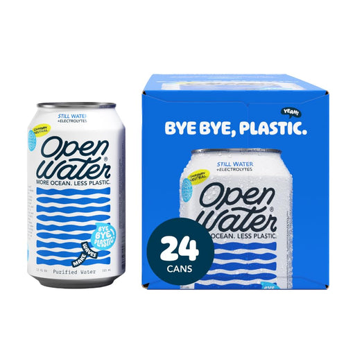 Open Water Still 12oz cans (2 cases, 24 cans) - Sustainable Aluminum Canned Still Water With Electrolytes - 7.0 pH Balanced BPA-Free Ultra-Purified Water