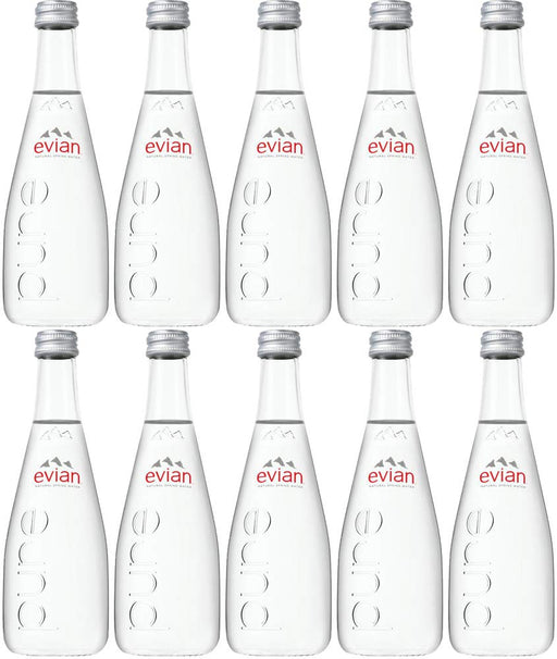 Evian Natural Spring Water, 11.2oz Glass Bottle (Pack of 10, Total of 112 Oz)