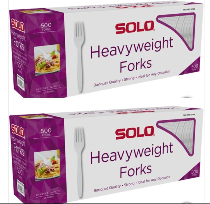 Solo Cup Company Mediumweight Plastic Cutlery, Forks, White, 500 Count (2 Pack)
