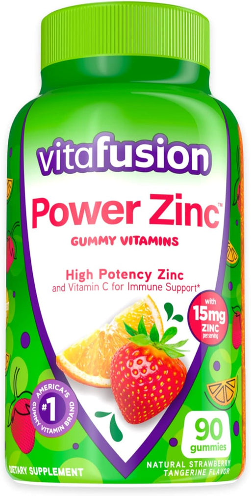 Vitafusion Power Zinc Gummy Vitamins, Strawberry Tangerine Flavored Immune Support (1), 90 Count