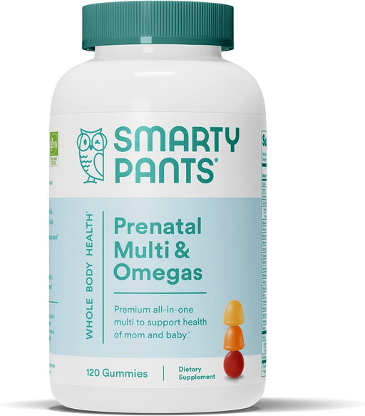 SmartyPants Prenatal Formula Daily Gummy Multivitamin: Vitamin C, D3, & Zinc for Immunity, Gluten Free, Methylfolate, Omega 3 Fish Oil (DHA/EPA), 120 Count (30 Day Supply)