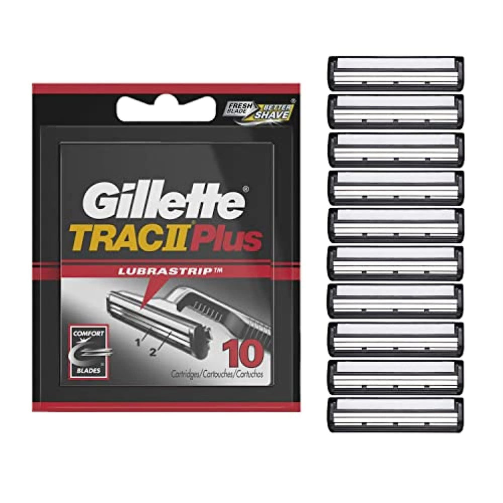 Gillette TRAC II Plus Mens Razor Blade Refills, 10 Count (Pack of 1), Delivers a Clean, Close Shave
