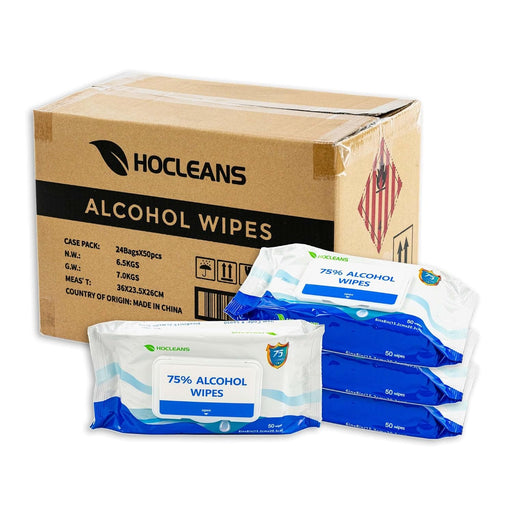 75% Alcohol Wipes, 50 count, 24 packs of 50 (1200 Wipes), White