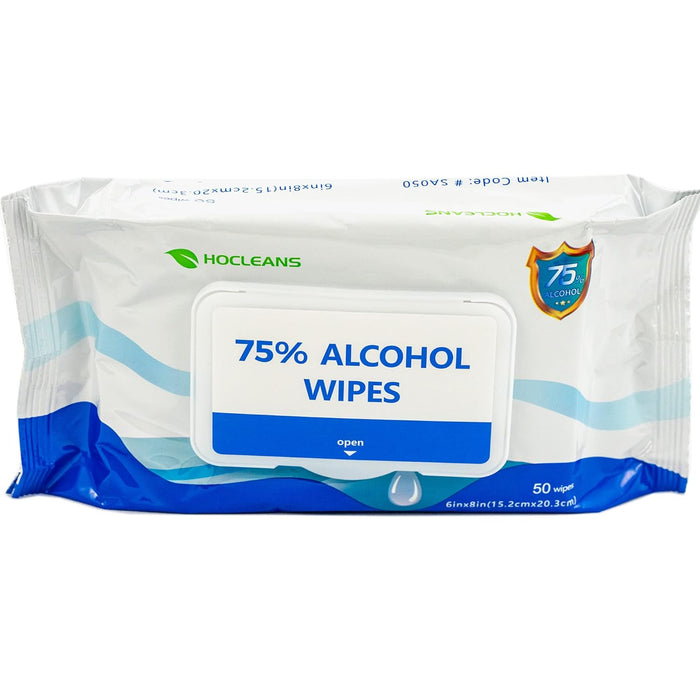 75% Alcohol Wipes, 50 count, 24 packs of 50 (1200 Wipes), White