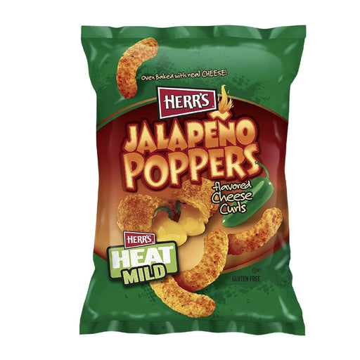 Herr's Jalapeño Poppers Flavored Cheese Curls - Great for Bold Flavor Fans - 1 Ounce (Pack of 42)