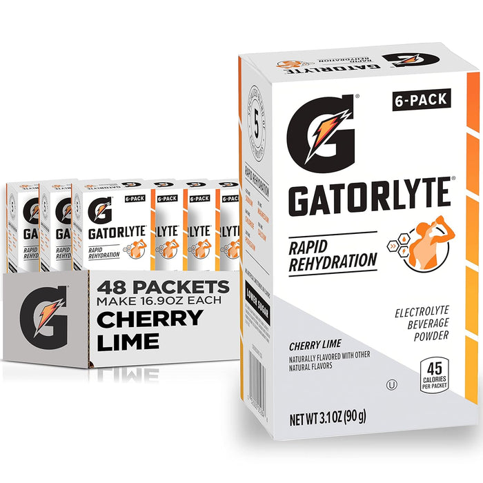 Gatorlyte Powder, Cherry Lime, Makes 16.9 Fl Oz (Pack of 48)