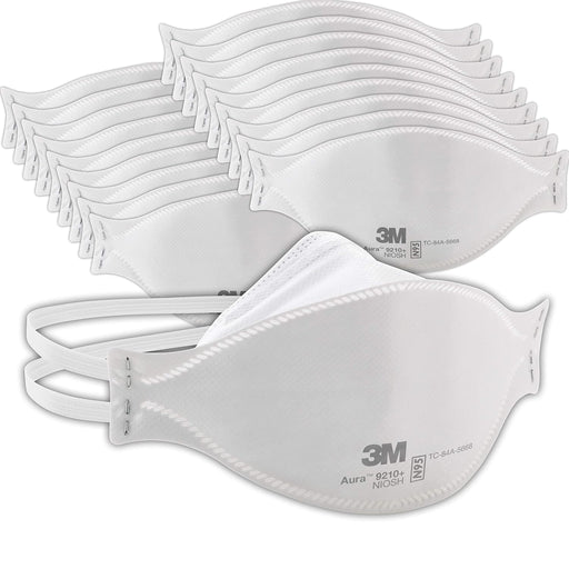 3M Aura Particulate Respirator 9205+, N95, Pack of 20 Disposable Respirators, Individually Wrapped, 3 Panel Flat Fold Design Allows for Facial Movements, Comfortable, NIOSH Approved