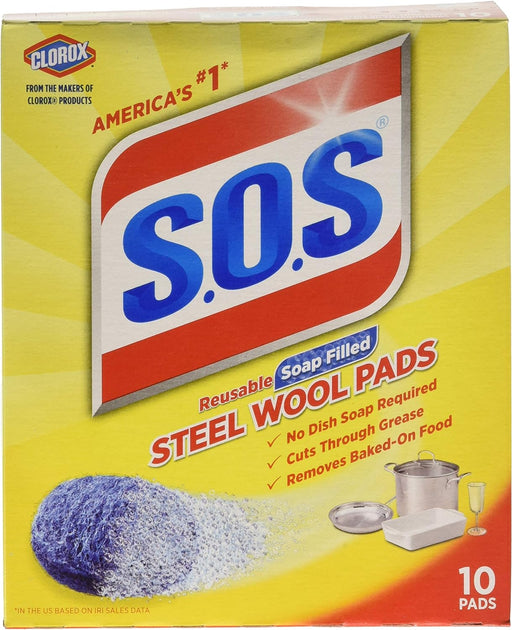 SOS Wool Steel Soap Pads 10 ct (Pack of 6)