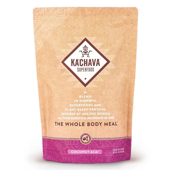 Ka’Chava All-In-One Nutrition Shake Blend, Coconut Acai, Superfoods, 26g Vitamins and Minerals, 25g Plant-Based Protein