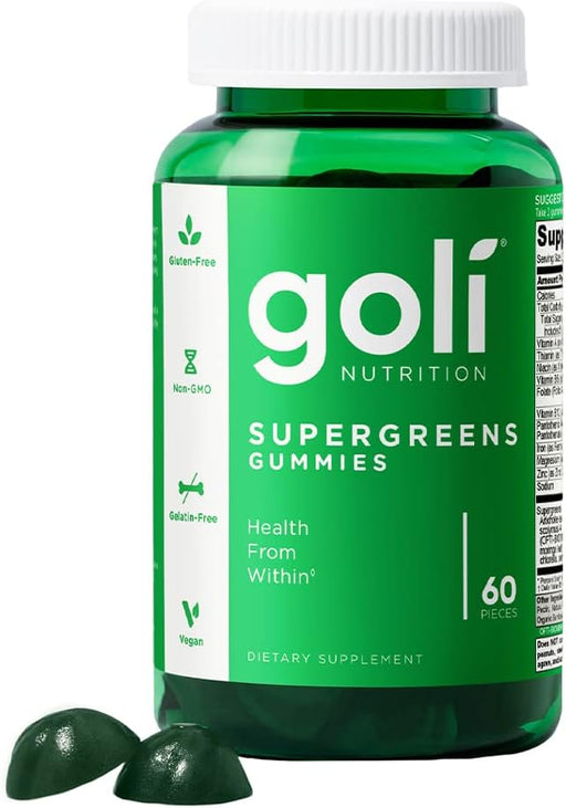 Goli Nutrition Supergreens Gummies, Super Green and Probiotic Blend Dietary Supplement, 60 Count