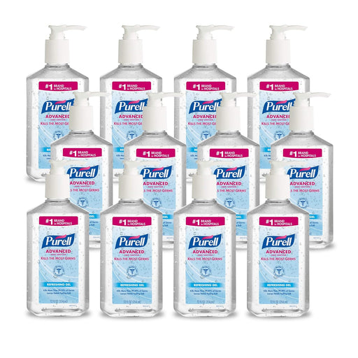 PURELL Advanced Hand Sanitizer Refreshing Gel, Clean Scent, 12 fl oz Pump Bottle (Pack of 12)