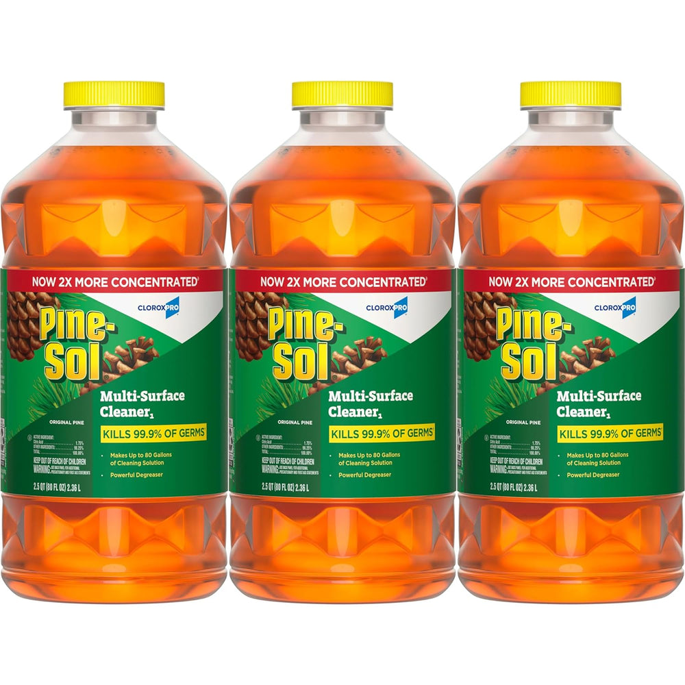 Pine-Sol Multi-Surface Cleaner, CloroxPro, 2x Concentrated Formula, All-Purpose Cleaner, Original Pine, 80 Fl Oz, Pack of 3