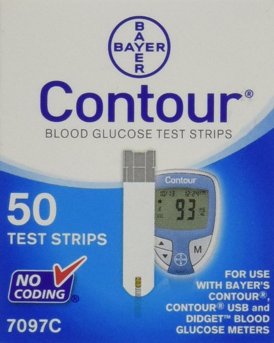 Bayer Ascensia Contour Diabetic Blood Glucose Test Strips, 50 Ct