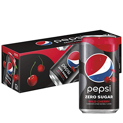 Pepsi Zero Sugar, Wild Cherry, 12 oz Cans (12 Pack), 144 Fl Oz