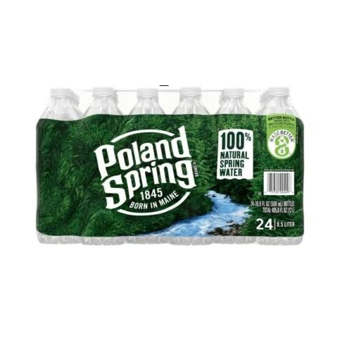 Poland Spring 100% Natural Spring Water, 16.9 oz Plastic Bottles (16.9 oz, 24 Pack) 16.9 oz 16.9 Fl Oz (Pack of 24)