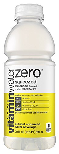 Glaceau Vitamin Water Nutrient Enhanced Water Beverage ZERO, Squeezed Lemonade, 20 oz (Pack of 24)