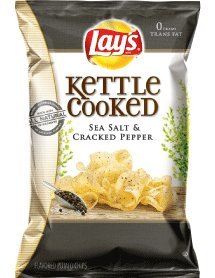 Lay's, Kettle Cooked Potato Chips, Sea Salt & Cracked Pepper, 8.5oz Bag (Pack of 3)