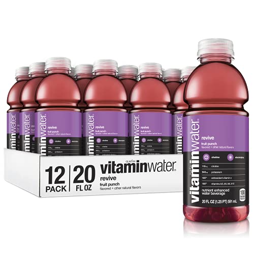Vitaminwater Revive, Fruit Punch Flavored, Electrolyte Enhanced Bottled Water with Vitamin B5, B6, B12, 20 Fl Oz, 12 Pack