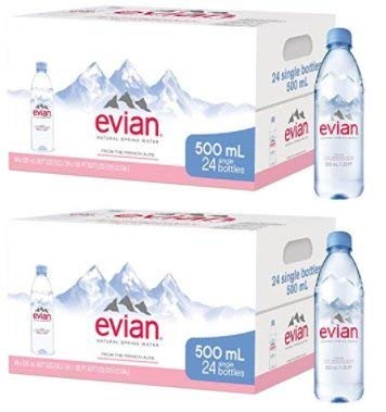 evian Natural Spring Water, One Case of 24 Individual 500 ml (16.9 oz.) Bottles of Naturally Filtered Spring Water (.2 Cases of 12) - SET OF 4
