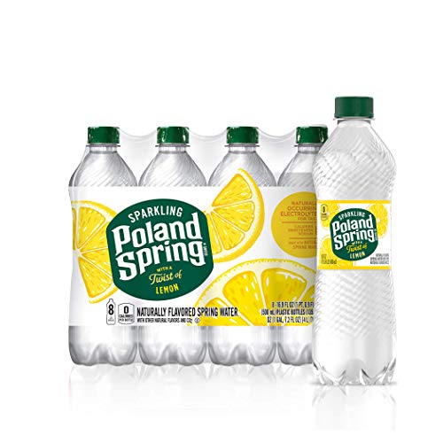 Poland Spring Sparkling Water, Lively Lemon, 16.9 Fl Oz (Pack of 8)