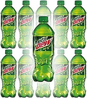 Mountain Dew (MTN) 20 oz Soda Bottles (Pack of 10, Total of 200 FL OZ)