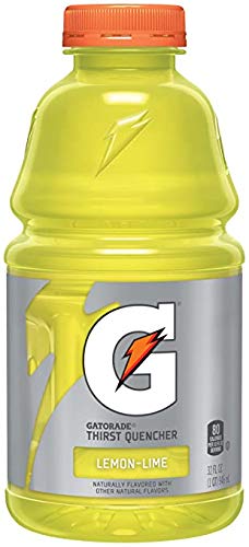 Gatorade Lemon Lime, Yellow, Thirst Quencher Sports Drink, 32oz Bottle (Pack of 8, Total of 256 Oz)