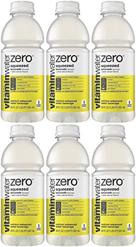 Vitamin Water Zero, Lemonade - Squeezed, 20oz Bottle (Pack of 6, Total of 120 Oz)