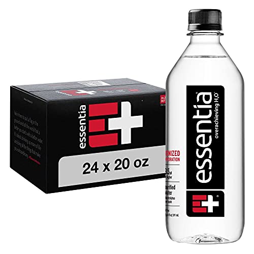 Essentia Bottled Water, 20 Ounce, Pack of 24 Bottles; 99.9% Pure, Infused with Electrolytes for a Smooth Taste, pH 9.5 or Higher; Ionized Alkaline Water