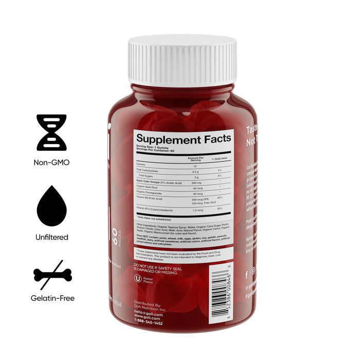 Goli Nutrition Apple Cider Vinegar Gummies, 60 ct