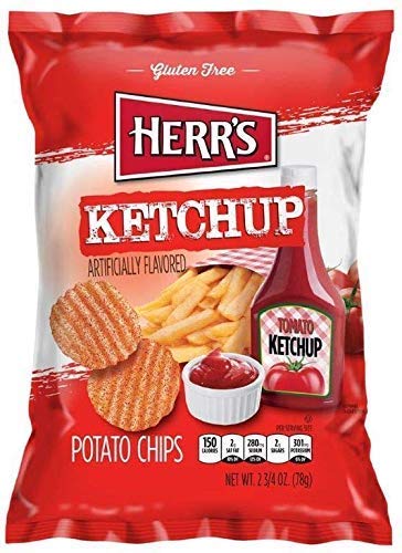 Herr's Potato Chips, Ketchup Flavored, 2.75 Oz/78 Gram. (Pack of 3) Ketchup 2.75 Ounce (Pack of 3)