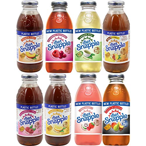 Diet Snapple Raspberry, Cranberry Raspberry, Lemon, Noni Berry, Half n' Half, Peach, Trop-A-Rock, Green Tea, All Natural - Variety Pack, 16 Fl Oz (Pack of 8, Total of 128 Fl Oz)