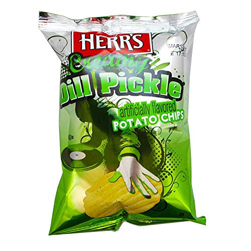 Herr's Creamy Dill Pickle Flavored Potato Chips 1 oz Bags - Pack of 42