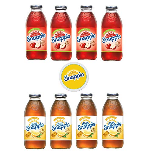Snapple Iced Tea, 4 Snapple Apple4 Diet Lemon Tea, 16oz Bottle (Pack of 8, Total of 128 Fl Oz) sticker included