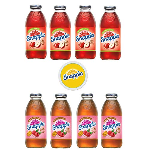 Snapple Iced Tea, 4 Snapple Apple4 Raspberry Tea, 16oz Bottle (Pack of 8, Total of 128 Fl Oz) sticker included