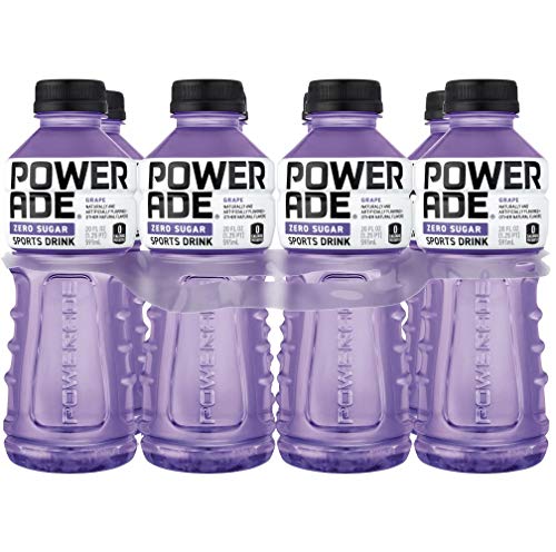 Powerade Zero Purple Grape, Zero Calorie Sports Drink, 20oz Bottle (Pack of 10, Total of 200 Oz)
