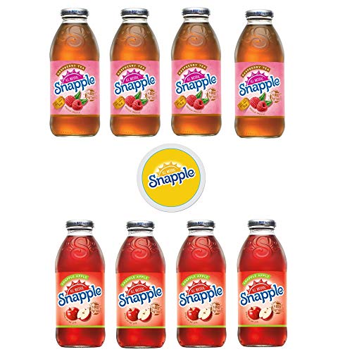 Snapple Iced Tea, 4 Raspberry4 Snapple Apple, 16oz Bottle (Pack of 8, Total of 128 Fl Oz) sticker included