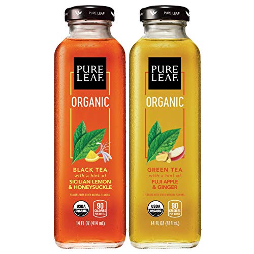 Pure Leaf, Organic Iced Tea, 2 Flavor Variety Pack, 14oz Bottles (Pack of 8)