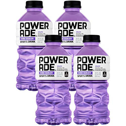 Powerade Zero Purple Grape, Zero Calorie Sports Drink, 28oz Bottle (Pack of 4, Total of 112 Oz)