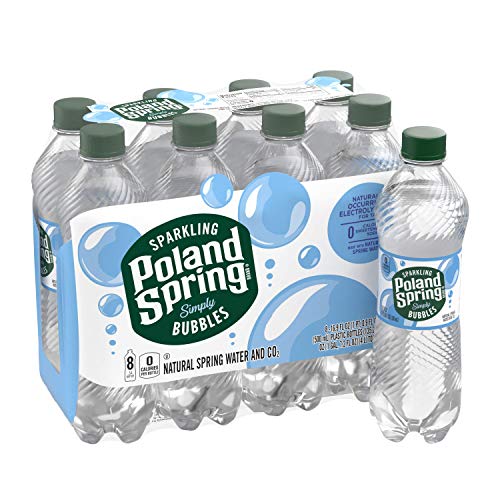 Poland Spring Sparkling Water, Simply Bubbles, 16.9 oz. Bottles (Pack of 8)