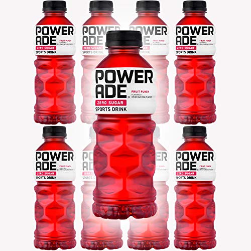 Powerade Zero Sugar Red Fruit Punch, Zero Calorie Sports Drink, 20oz Bottle (Pack of 8, Total of 160 Oz)