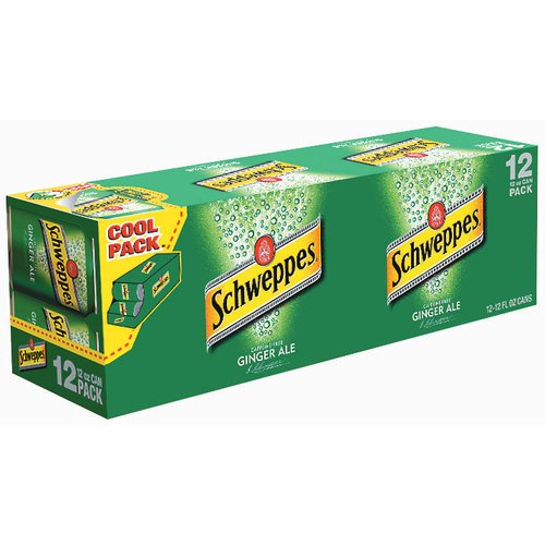 Schweppes Ginger Ale Soda, 12 fl oz cans, 12 pack