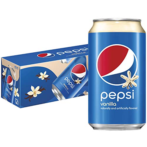 Pepsi Vanilla 12oz Cans Pack, vanilla,cola, 144 Fl Oz, (Pack of 12)