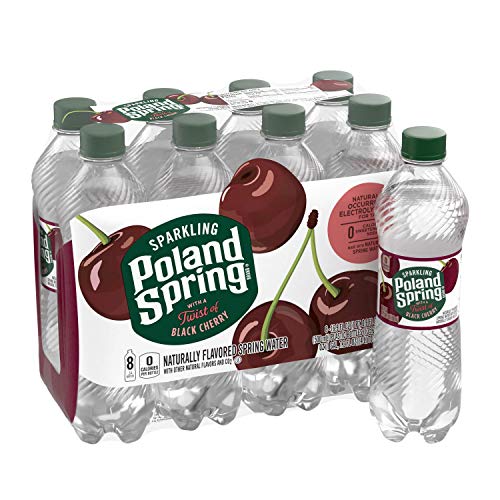 Poland Spring Brand Sparkling Natural Spring Water, Black Cherry, 16.9-Ounce Plastic Bottle (Pack of 8)
