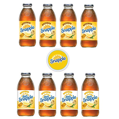 Snapple Iced Tea, 16oz Bottle (Pack of 8, Total of 128 Fl Oz) sticker included (4 Lemon Tea4Diet Lemon Tea)